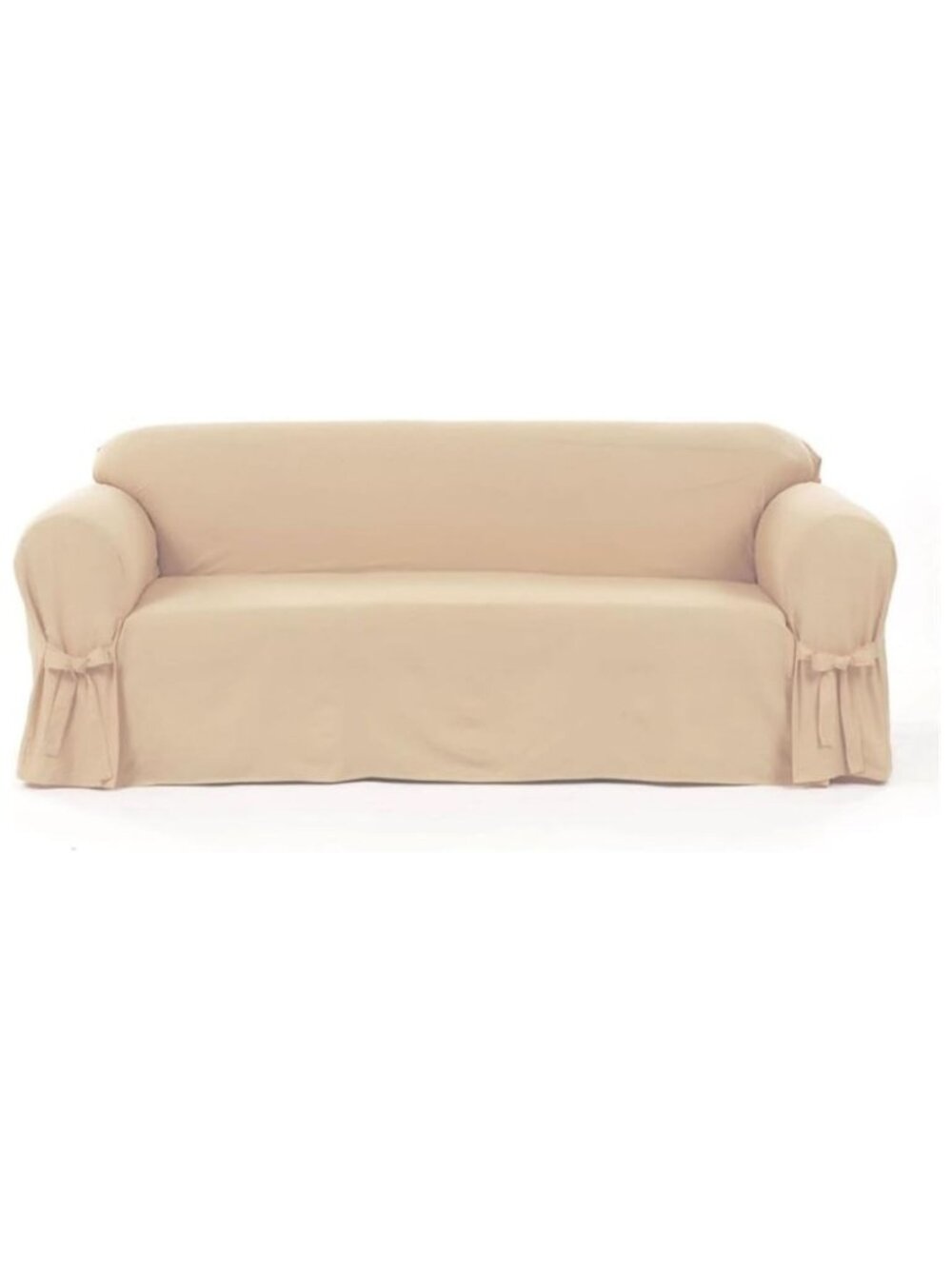 ✨SureFit Cotton Duck Sofa Slipcover One Piece Waterfall Skirt 74-90" NWT